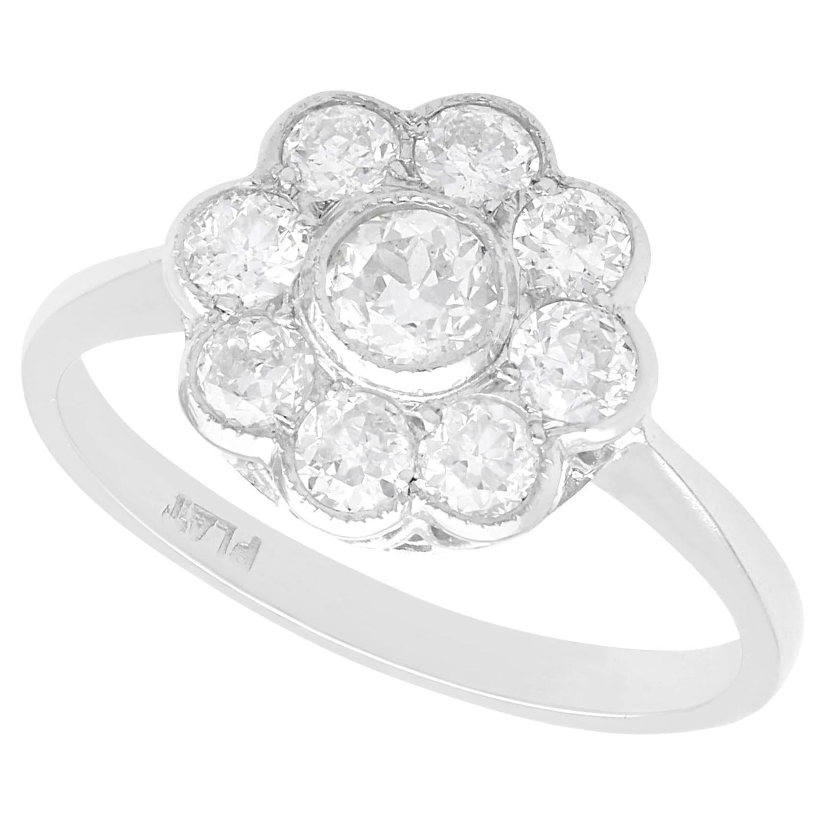 Antiker 1,71 Karat Diamant und Platin-Cluster-Ring, um 1930