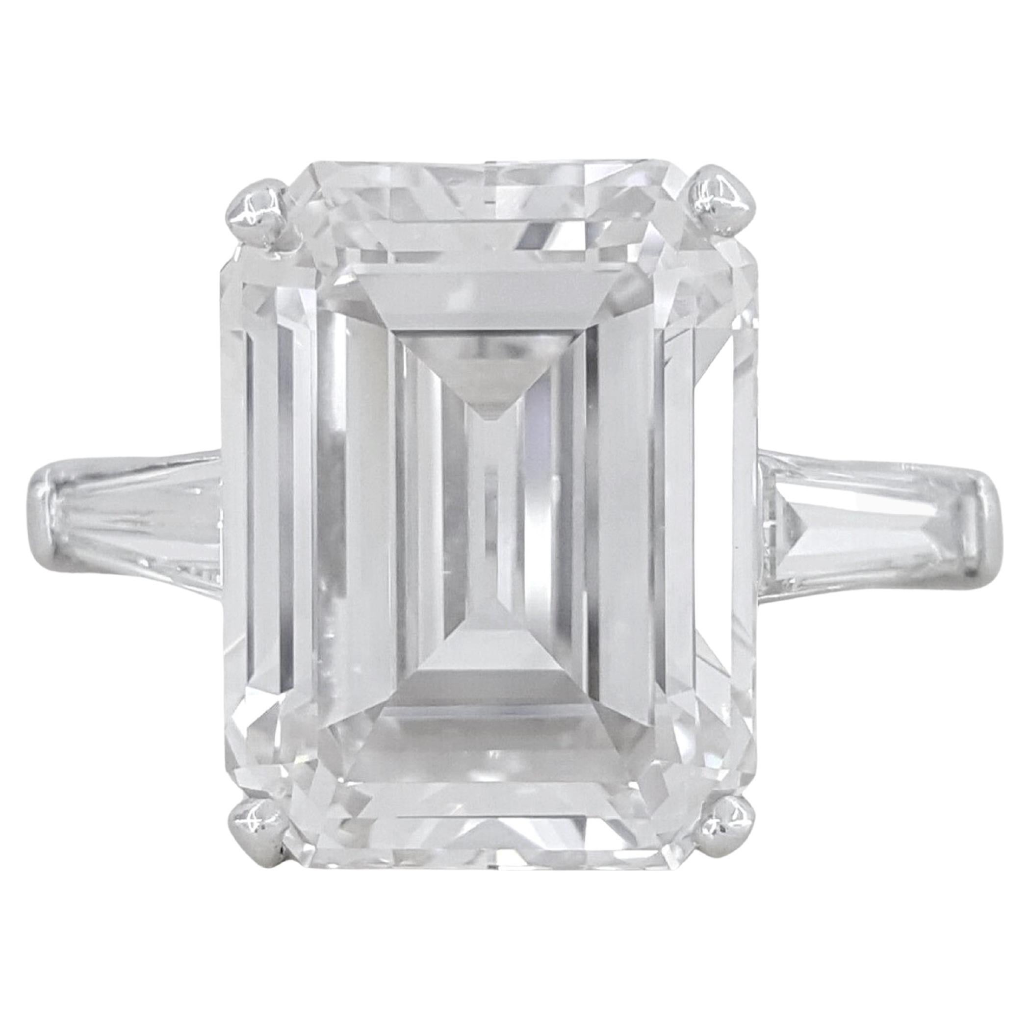 GIA Certified 10.24 Carat Emerald Cut Platinum Ring For Sale