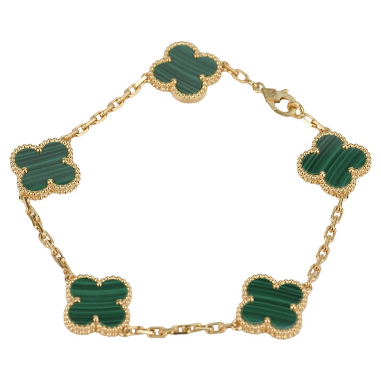 Van Cleef and Arpels Bracelet vintage à 5 motifs en malachite Alhambra sur  1stDibs