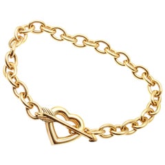 Vintage Tiffany & Co. Heart And Arrow Link Toggle Gold Bracelet