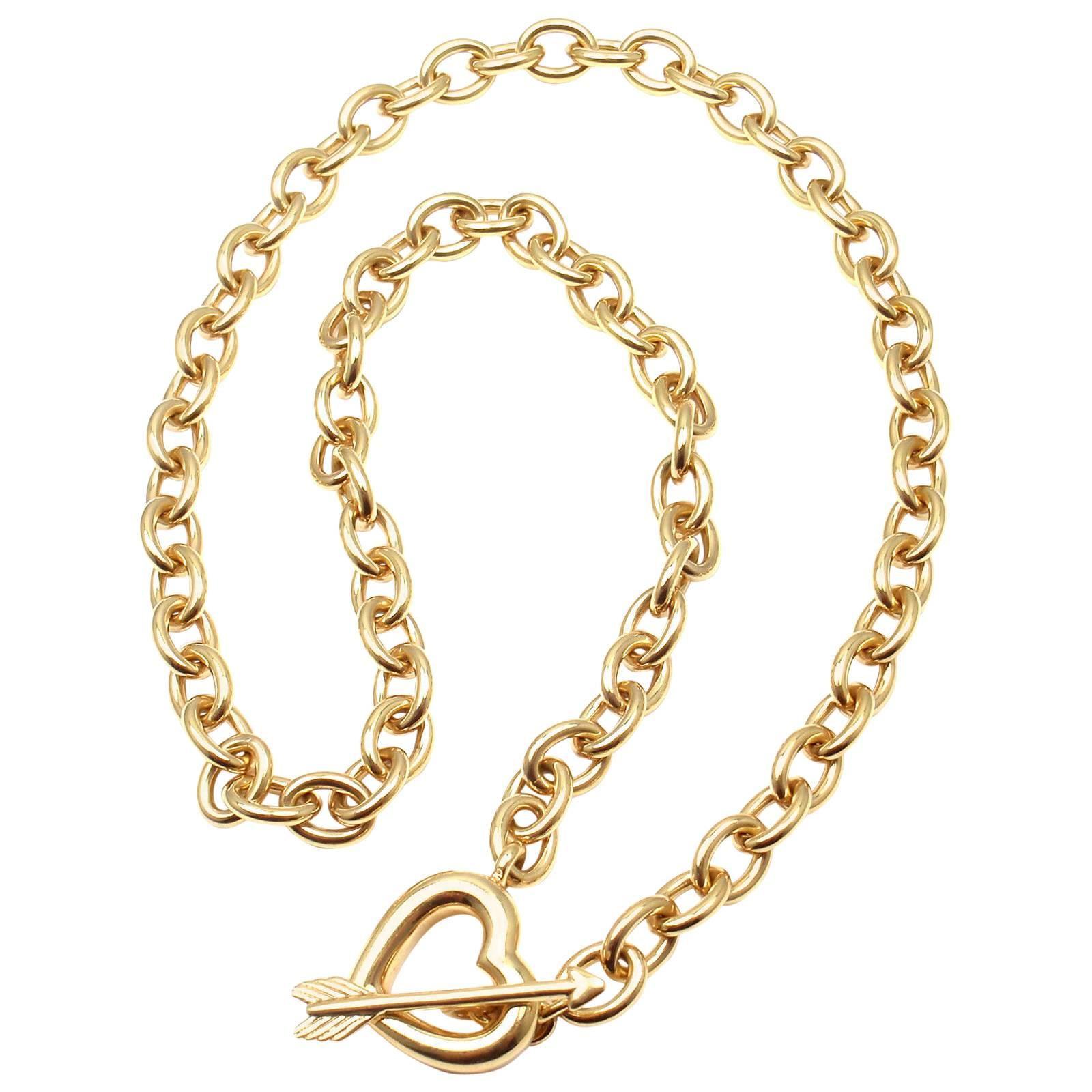 Tiffany & Co. Heart and Arrow Link Toggle Gold Necklace