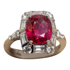 Antique Sotirio Bulgari Platinum Diamonds Ruby Ring