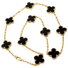 Van Cleef & Arpels Collier vintage Alhambra Onyx or 10 motifs