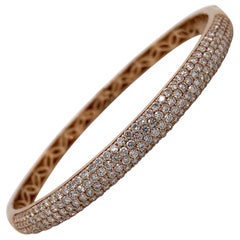 Harbor D. Three-Row Diamond Bangle Bracelet 2.32 Carat 18 Karat Rose Gold