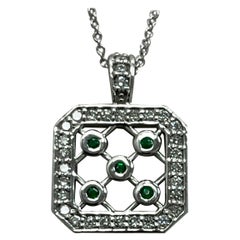 Emerald and Diamond White Gold Pendant