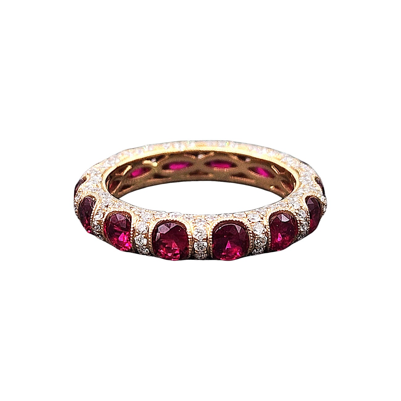 3.51 ct Ruby & Diamond Eternity Band For Sale