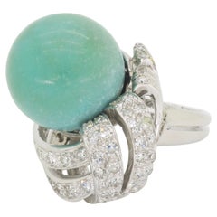 Vintage Intricate Chalcedony & Diamond Cocktail Ring