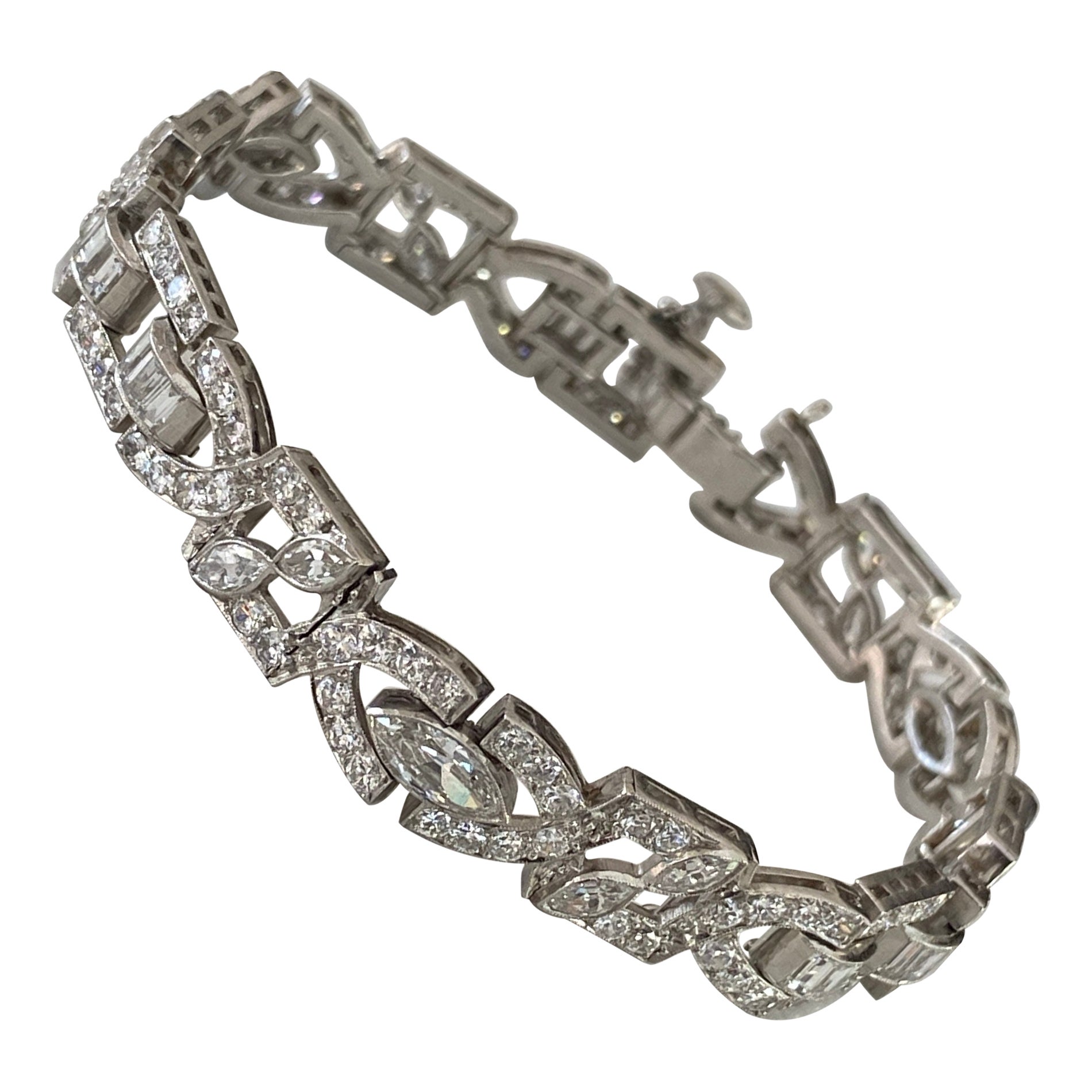 Art Deco Diamond Link Bracelet For Sale