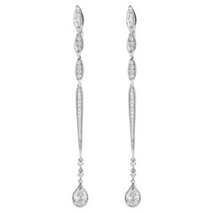 Vintage EGL Certified 3.41ct Pear Diamond Drop Earrings 18k White Gold