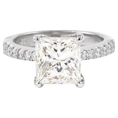 Alexander GIA Bague de fiançailles or blanc 3,01 carats diamant taille princesse J VS1