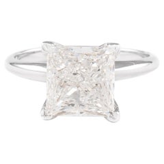 Alexander GIA Bague solitaire en or blanc avec diamant taille princesse de 3,01 carats H VS1