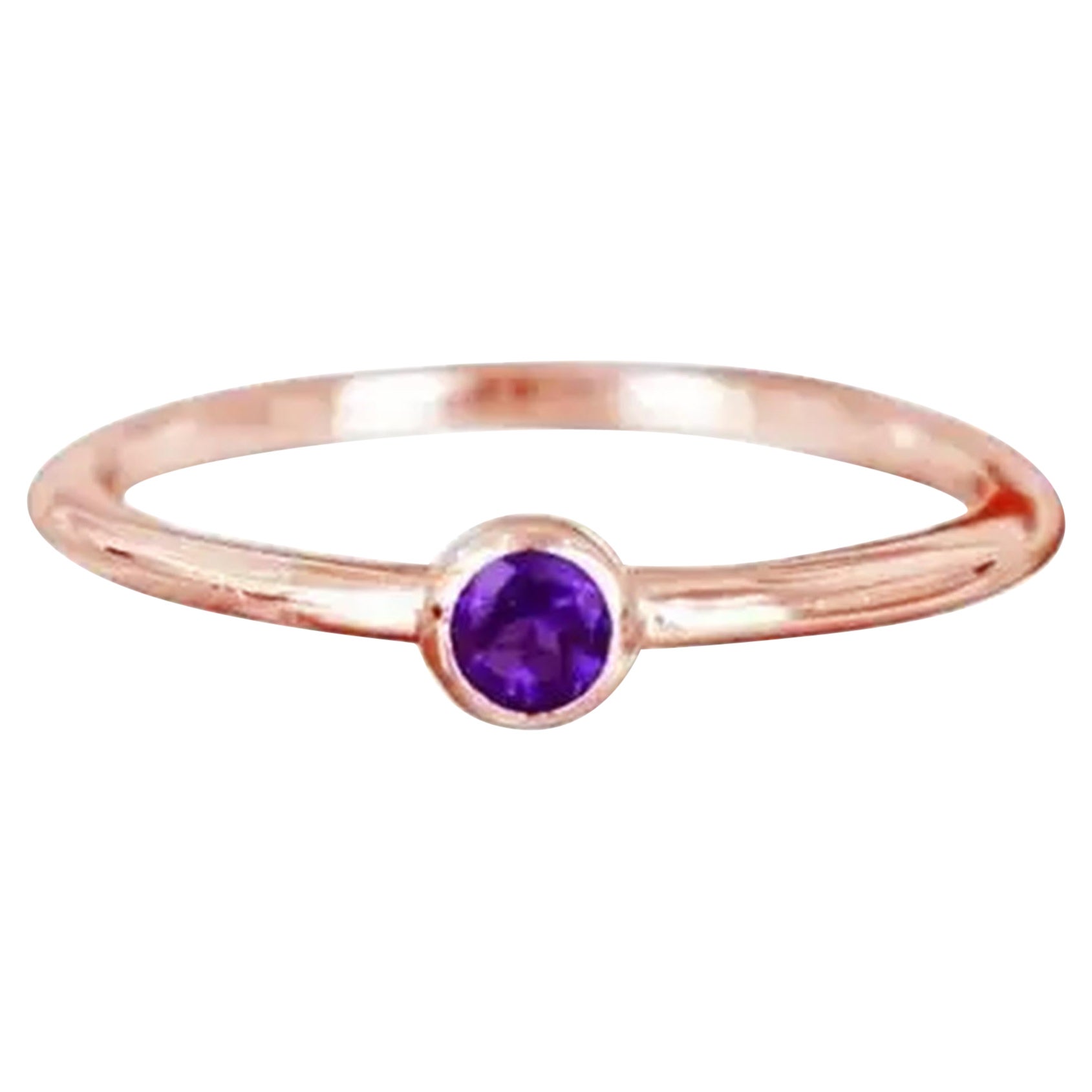 For Sale:  14k Gold Round Gemstone 2.5 mm Round Gemstone Ring Stackable Ring