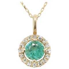 0.70 tcw Emerald and Diamond 14k Yellow Gold Pendant