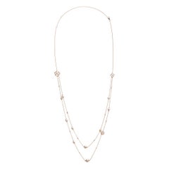18K Rose Gold 1/2 Cttw Diamond & Freshwater Pearl Double Strand Station Necklace