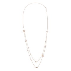 18K Rose Gold 1/2 Cttw Diamond & Freshwater Pearl Double Strand Station Necklace