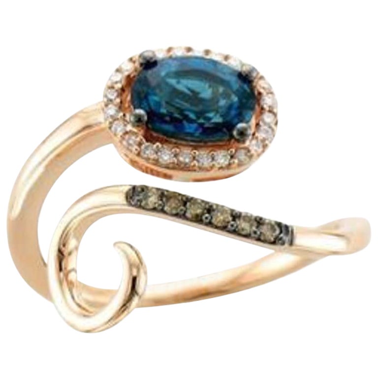 Le Vian Chocolatier Ring Featuring 7/8 Cts. Deep Sea Blue Topaz, 1/20 Cts