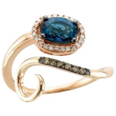 Le Vian Chocolatier Ring Featuring 7/8 Cts. Deep Sea Blue Topaz, 1/20 Cts.