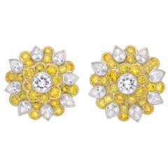 Kutchinsky Fancy Color Diamond Cluster Earrings, English, 1972