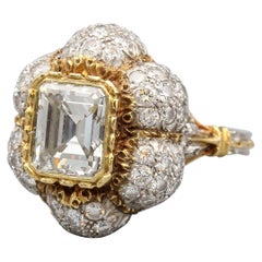 Buccellati 3 Carat Emerald Cut Diamond 18 Karat Gold Ring