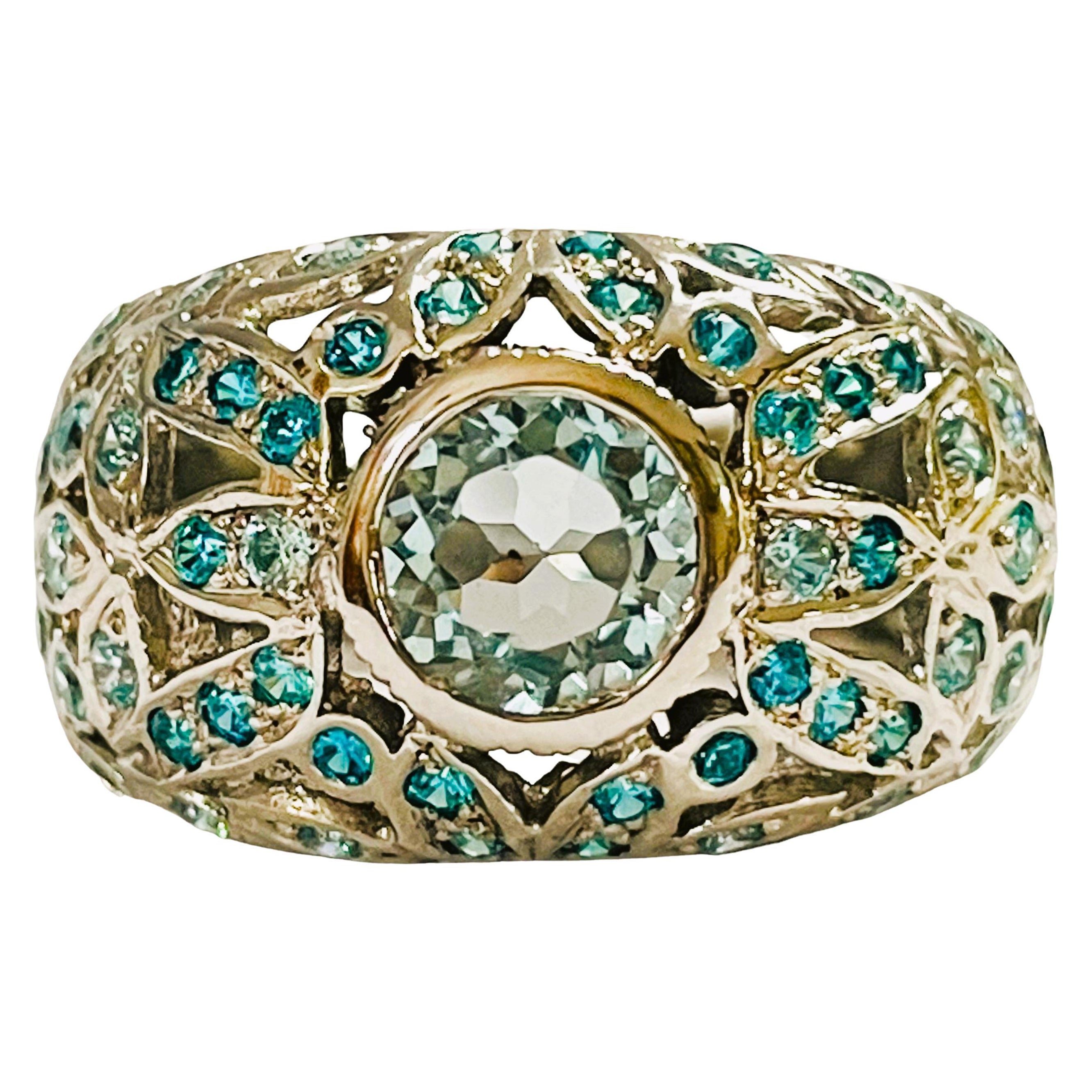 thumbnail image 2 of Santa Maria Hummingbird Ring – Adjustable 925 Silver With Green, Pink, Blue, Or Yellow Zircon 2 of 6