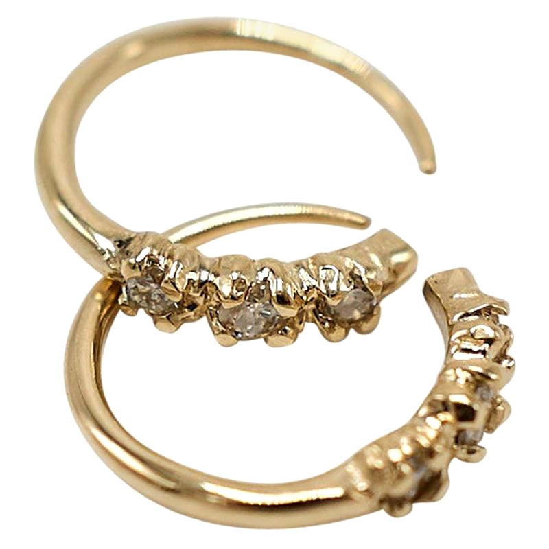 Mini-Gold-Ohrring mit weißen Diamanten, J Dauphin