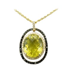 Grand Sample Sale Pendant featuring Lime Quartz Blackberry Diamonds