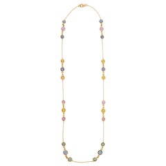 11.45 ct Multi Sapphire Chain Necklace Necklace in 18K Yellow Gold