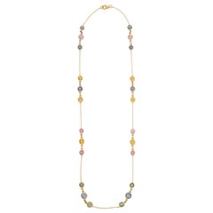 11.45 ct Multi Sapphire Chain Necklace Enhancer Necklace in 18K Yellow Gold