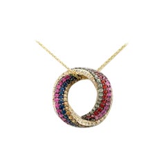 Le Vian Pendentif en saphirs multicolores et saphirs bleu-vert