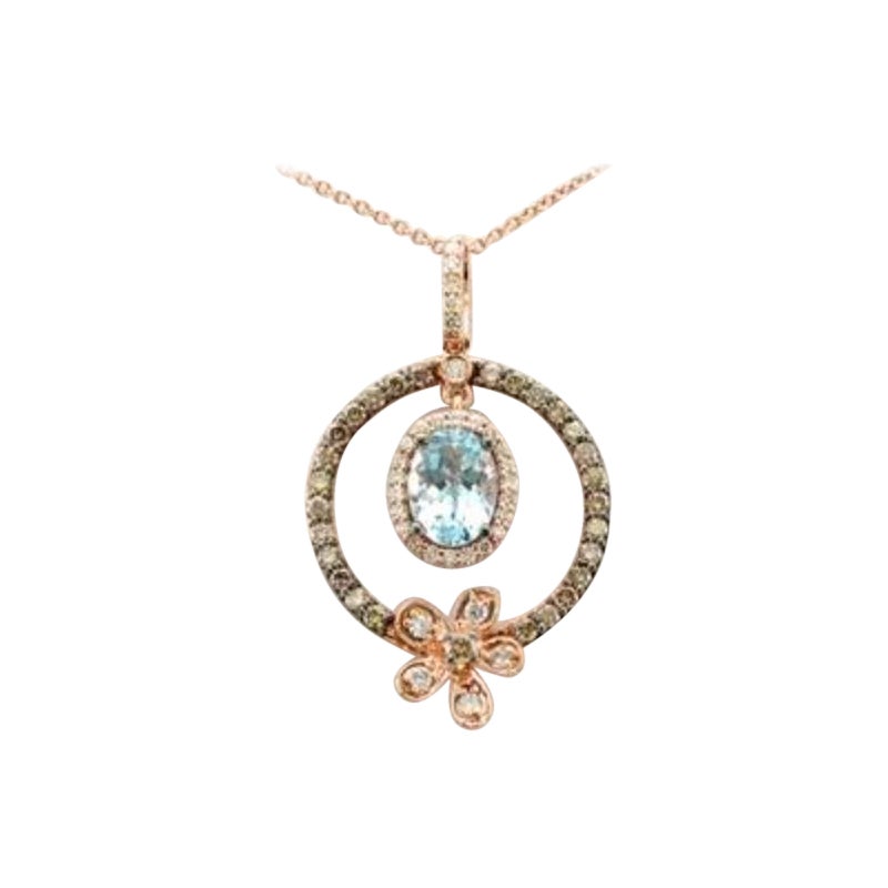 Le Vian Pendant Featuring Sea Blue Aquamarine Chocolate Diamonds For Sale