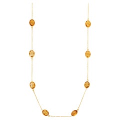 18k Yellow Gold Delicate 17.5 Ct Oval Cut Citrine Chain Necklace