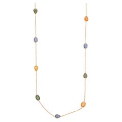 Modernist 12,16 Karat Multi Saphir Kette Halskette in 18K Gelbgold