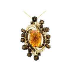 Pendentif de vente Grand Sample avec citrine couleur canneberge et quartz chocolat