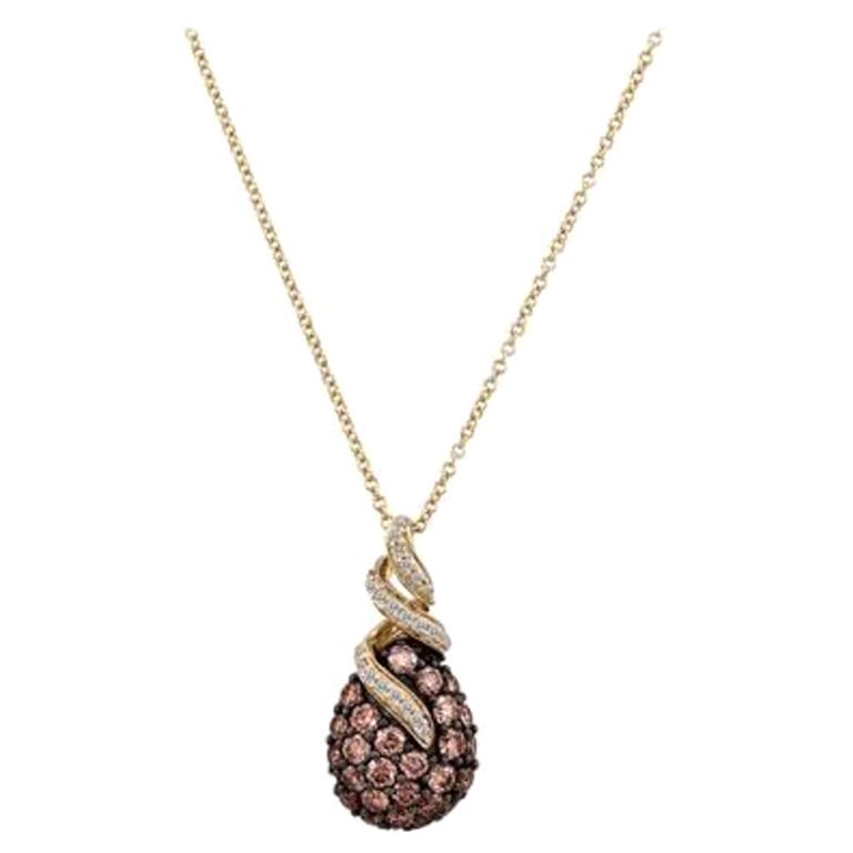 Pendentif de vente en forme de grand chantillon avec diamants chocolat et diamants Vanilla