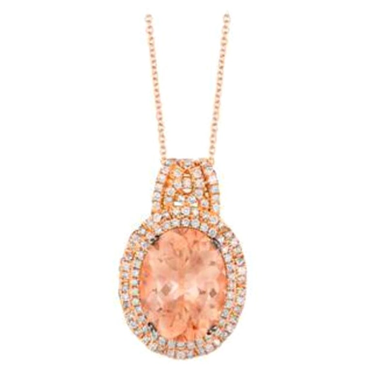 Le Vian Couture Pendant Featuring Peach Morganite Chocolate Diamonds For Sale