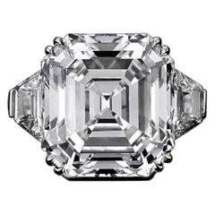 GIA Certified 8 Carat E Color VVS1 Asscher Cut Trapezoid Diamond Engagement Ring