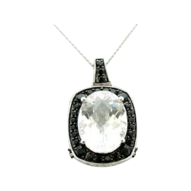 Princess Alexandra Pendant Featuring Quartz, Blackberry Sapphire Set in 14K For Sale