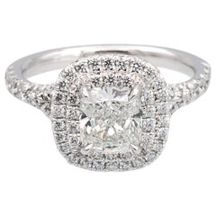 Tiffany & Co. Soleste Platinum Cushion Diamond Engagement Ring 1.03 Cts Total I