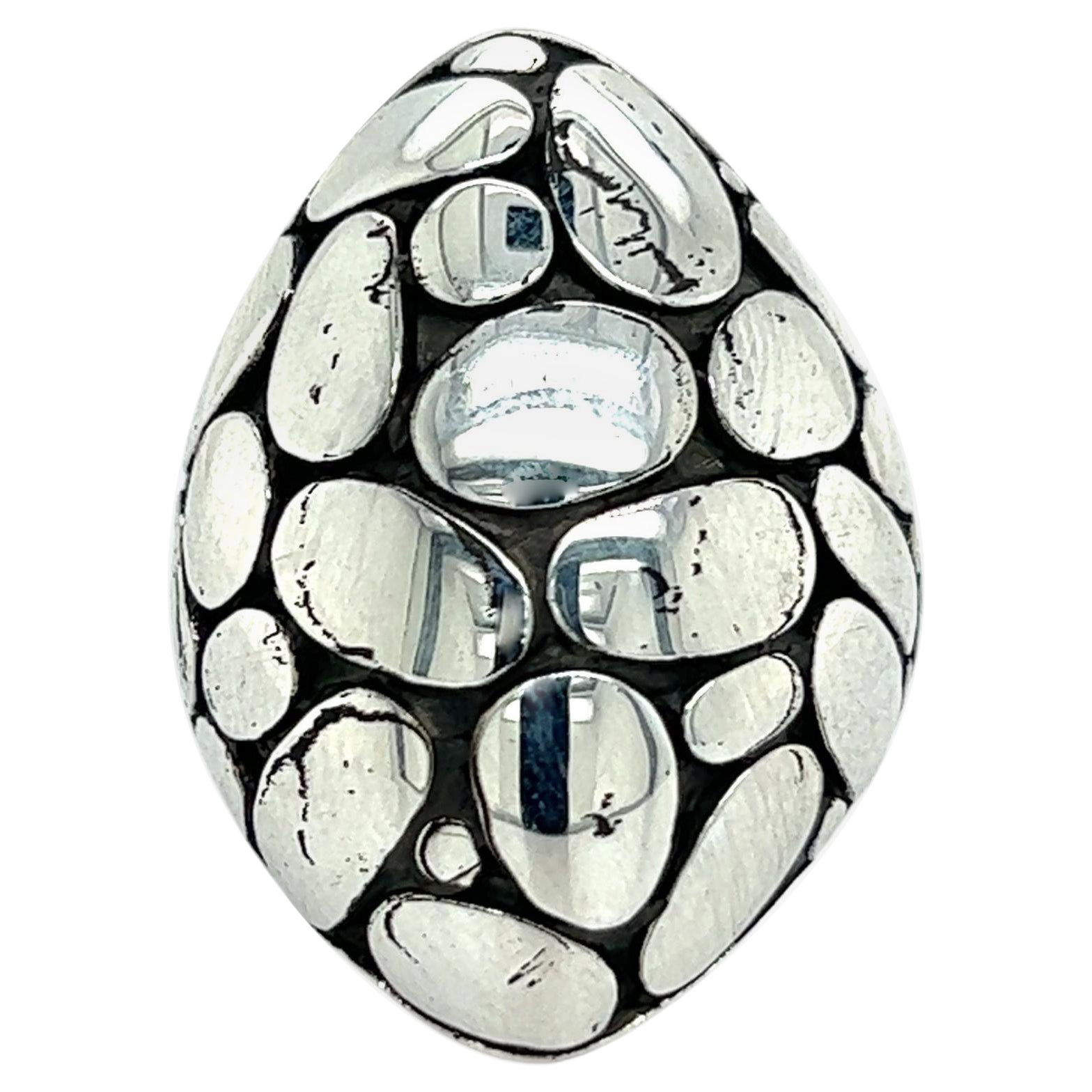John Hardy Estate Ladies Kali Pebble Marquise Dome Ring 6 Sterling Silver
