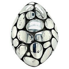 John Hardy Estate Donna Kali Pebble Marquise Dome Ring 6 Sterling Silver