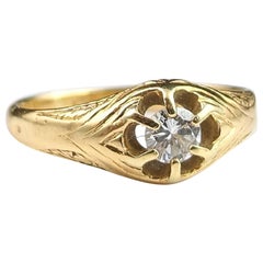 Antique Diamond Solitaire Ring, 18k Yellow Gold
