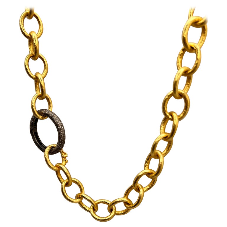 20k Gold Chain with Blackened Silver Clasp, by Tagili For Sale at 1stDibs