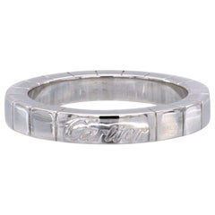 Anello Cartier Lanieres Signature d'epoca in oro bianco 18 carati con fascia a blocchi