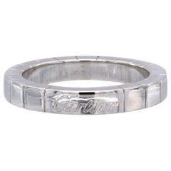 Retro Cartier Lanieres Signature 18K White Gold Block Band Ring