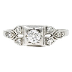 Wheeler & Co. Late Art Deco Old European Cut Diamond Platinum Ring