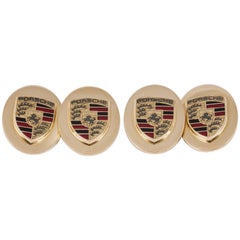 New Porsche Emblem Cufflinks in Heavy Quality 18 Carat Gold, English Made