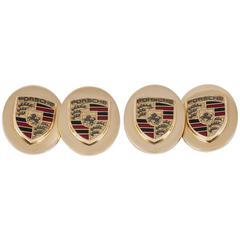 Modern Pair of Enamel Gold Porsche Motor Car Cufflinks 8