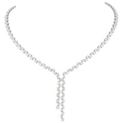 Alexander 13.20ct Diamond Drop Rain Fall Necklace 18k White Gold