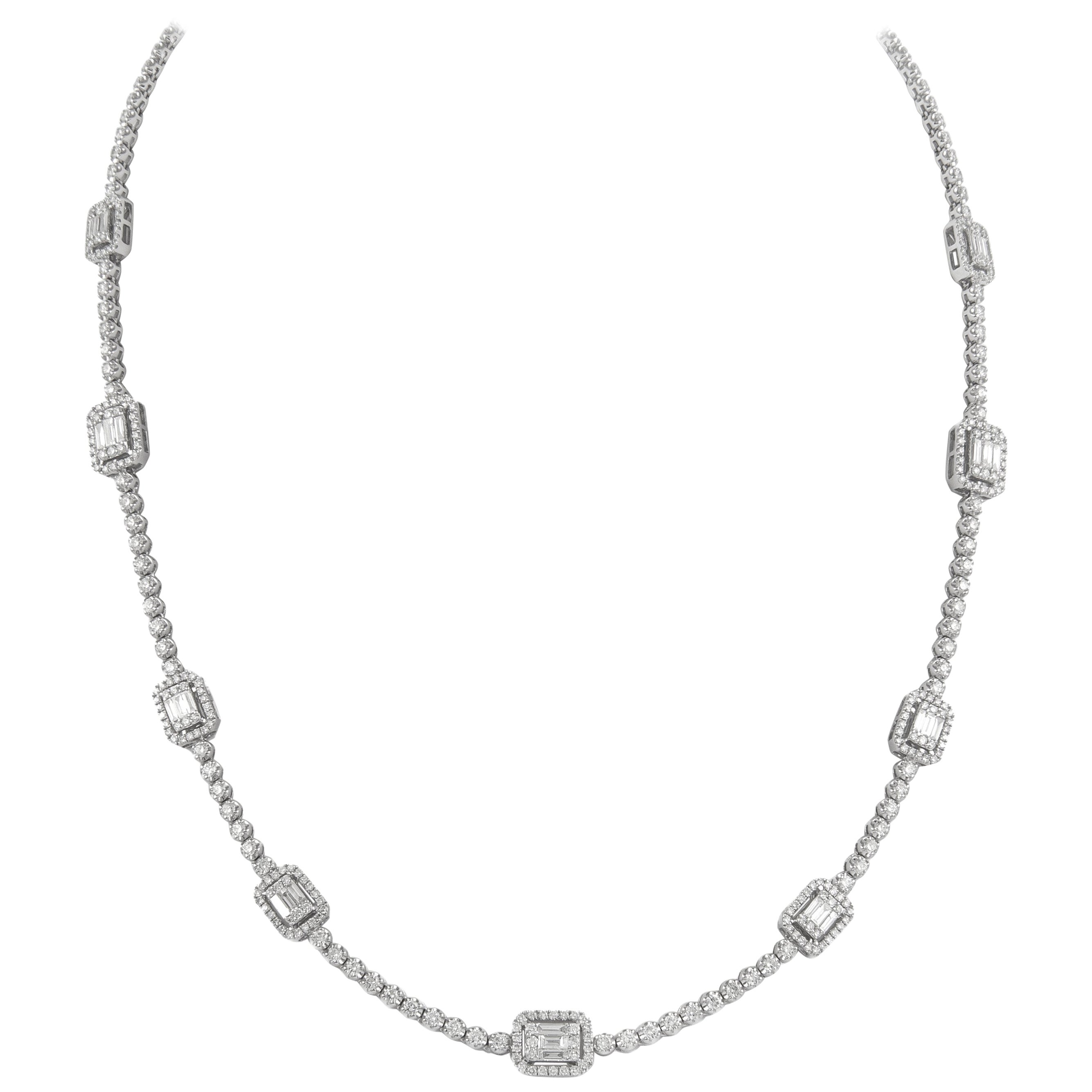 Alexander 5.88 Carat Diamond Tennis Necklace 18 Karat White Gold