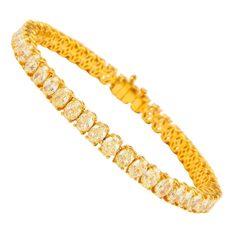 Alexander 18.25ct Oval Fancy Yellow Diamond Tennis Bracelet 18k Yellow Gold at 1stDibs